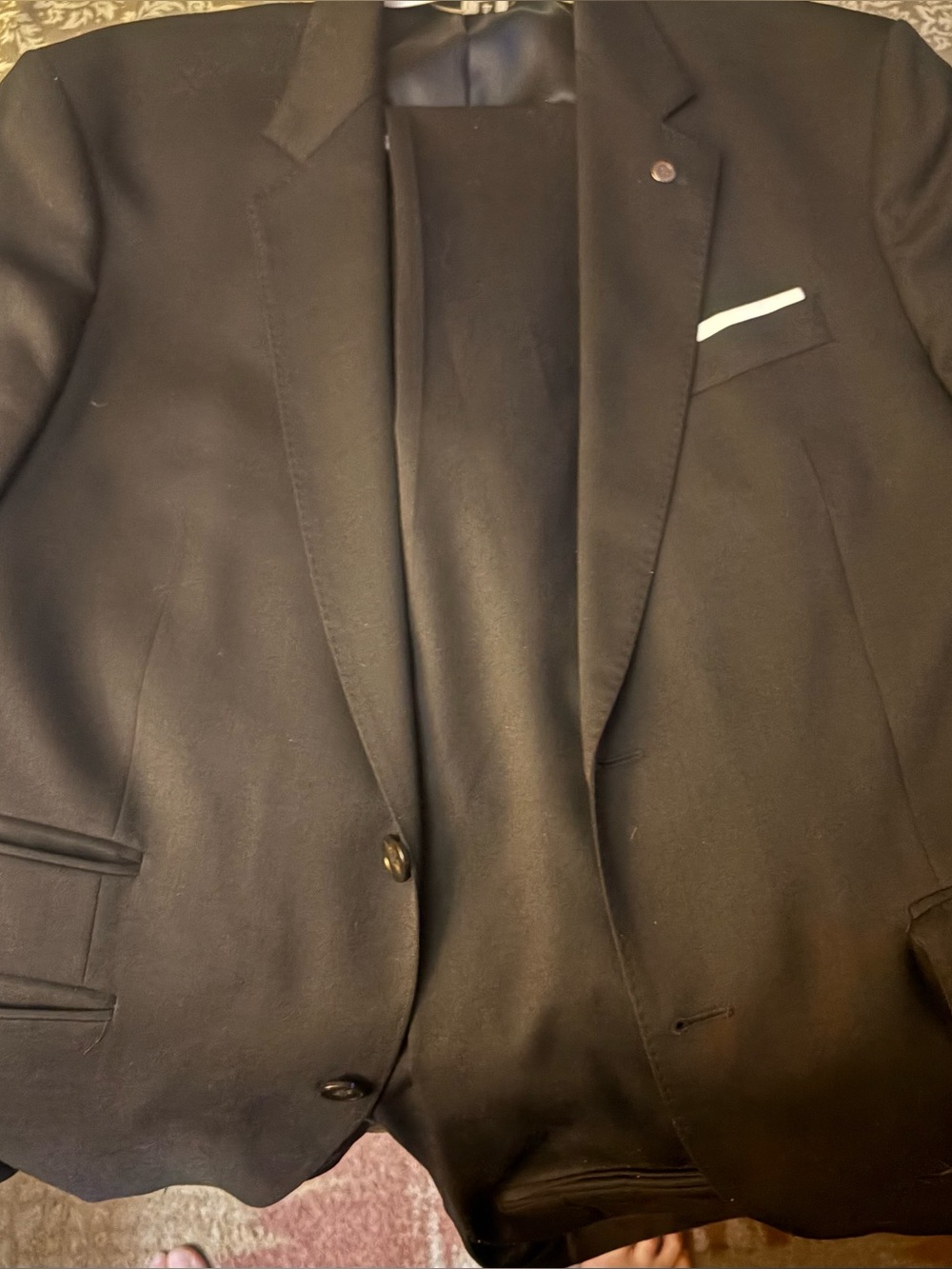 Zara Black Men's Two-Button Suit with White Pocket Trim Make Offer!!!!!